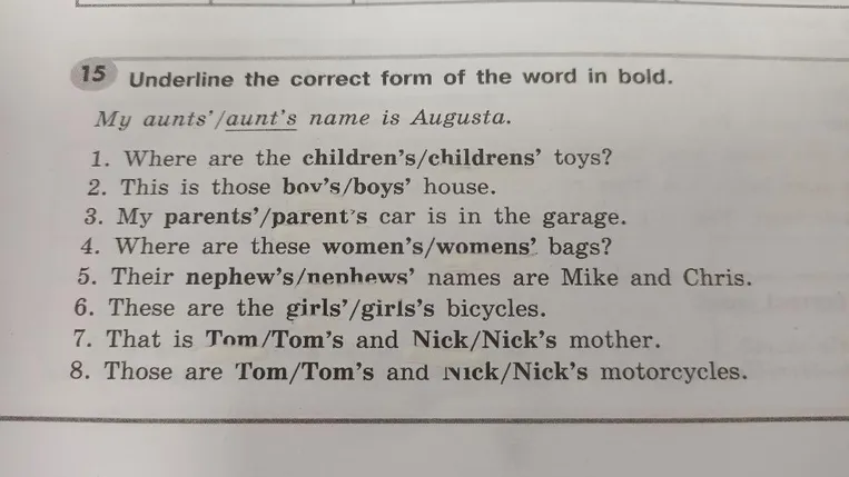 Underline the correct form of the word in bold.