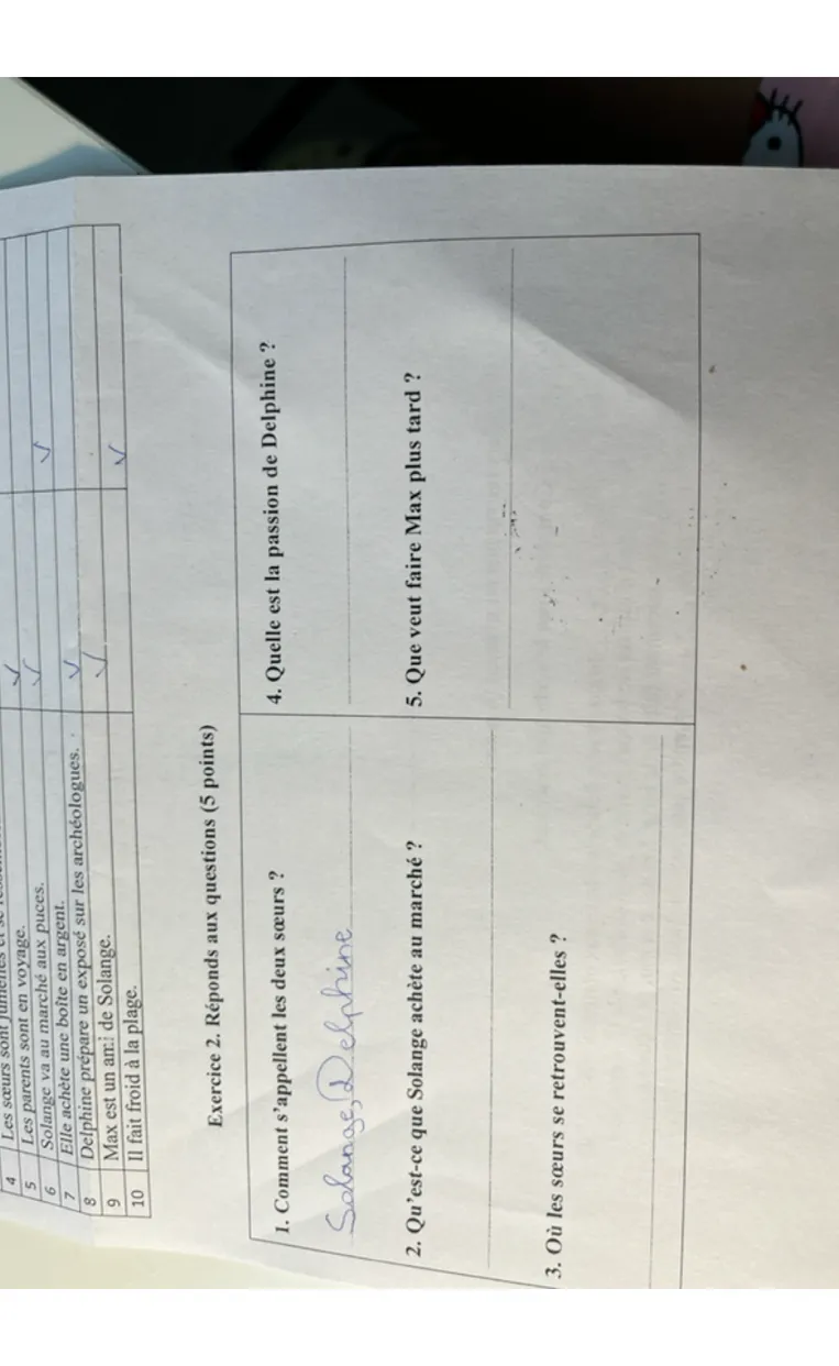Exercice 2. Réponds aux questions (5 points)
