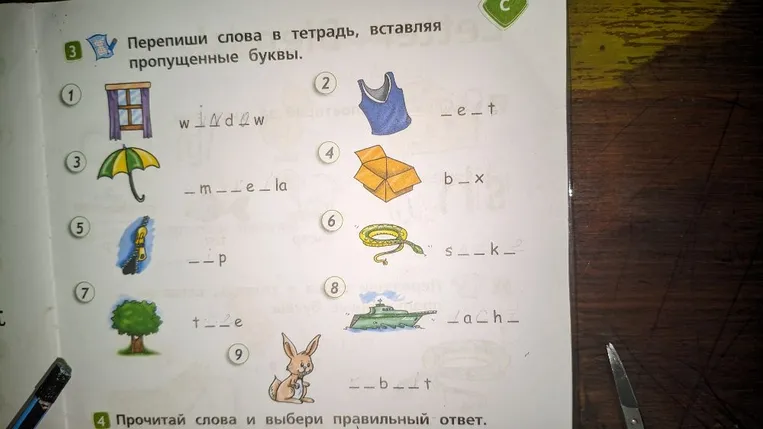 Перепиши слова в тетрадь, вставляя пропущенные буквы.