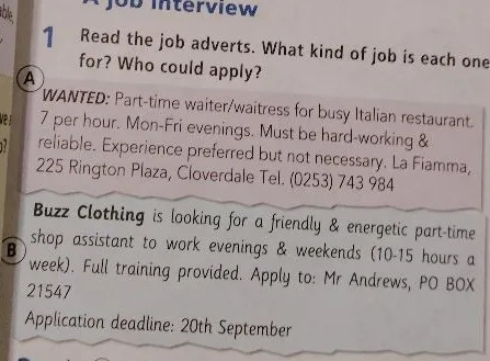 WANTED: Part-time waiter/waitress for busy Italian restaurant. 7 per hour. Mon-Fri evenings. Must be hard-working & reliable.