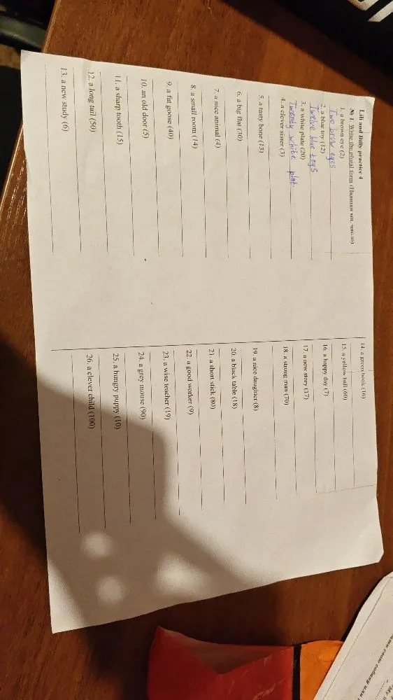 Write the plural form (Напиши мн. число)