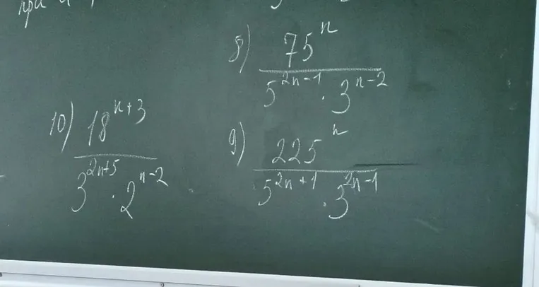 8) 75^n / (5^(2n-1) * 3^(n-2)), 9) 225^n / (5^(2n+1) * 3^(2n-1)), 10) 18^(n+3) / (3^(2n+5) * 2^(n-2))