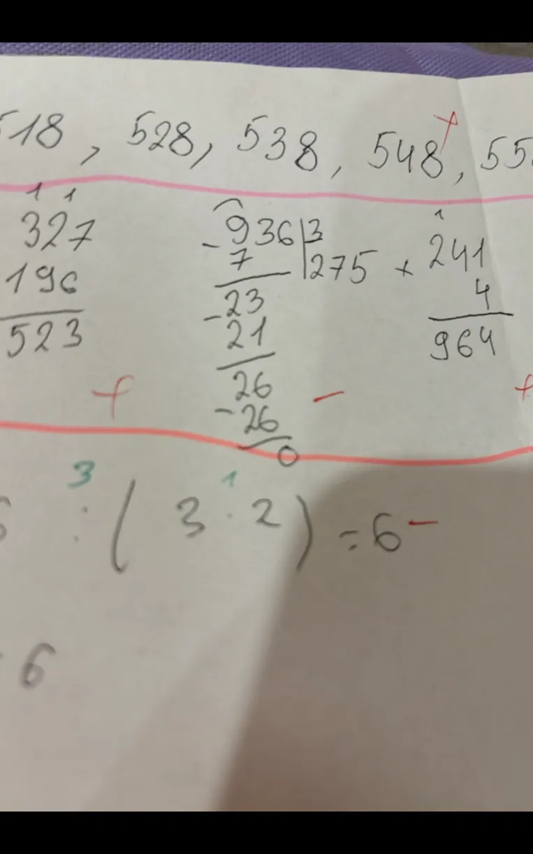 327 + 196 = 523