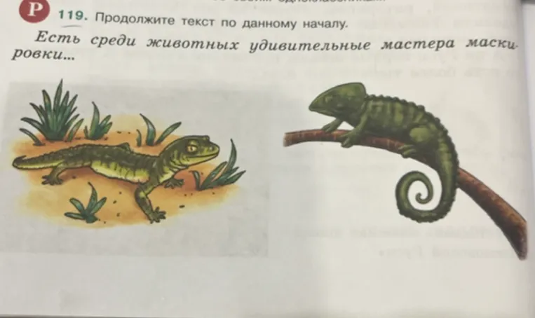 119. Продолжите текст по данному началу. Есть среди животных удивительные мастера маскировки...