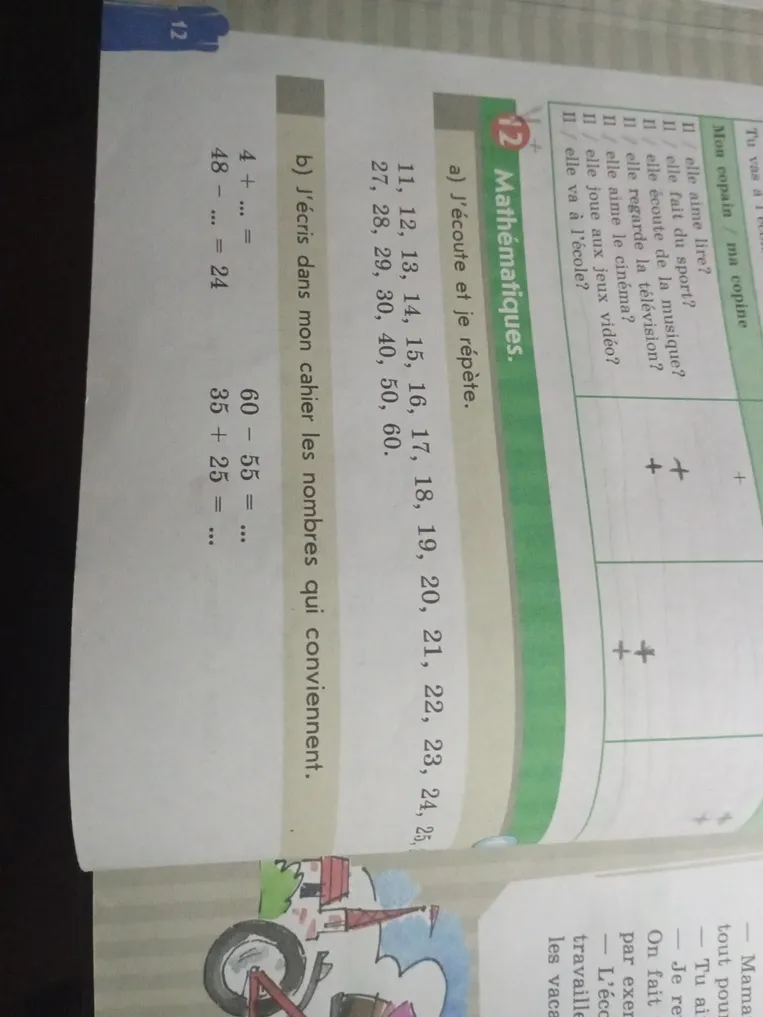 a) J'écoute et je répète.