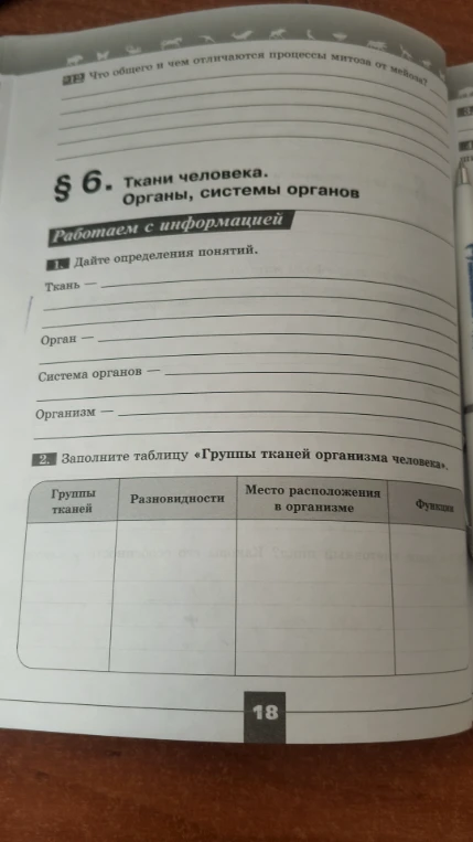 1. Дайте определения понятий. Ткань — ...