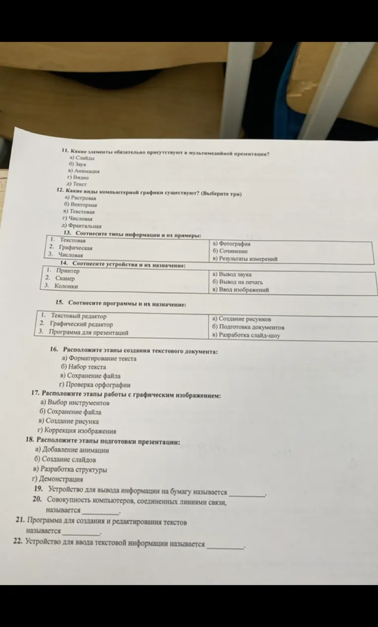 11. Какие элементы обязательно присутствуют в мультимедийной презентации?
