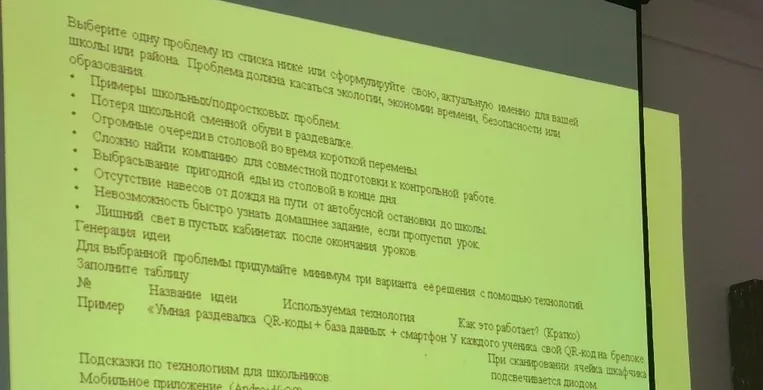 Выберите одну проблему из списка ниже или сформулируйте свою, актуальную именно для вашей школы или района. Проблема должна касаться экологии, экономии времени, безопасности или образования.