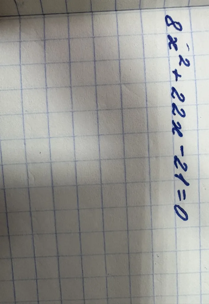 8x^2 + 22x - 21 = 0