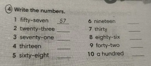 Write the numbers.