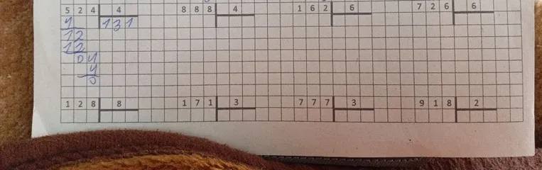 Выполни деление столбиком для примеров: 888:4, 162:6, 726:6, 128:8, 171:3, 777:3, 918:2.