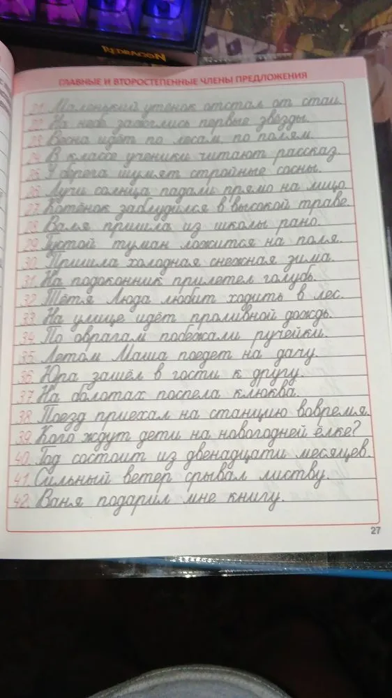 ГЛАВНЫЕ И ВТОРОСТЕПЕННЫЕ ЧЛЕНЫ ПРЕДЛОЖЕНИЯ (21. Маленький утёнок отстал от стаи...)
