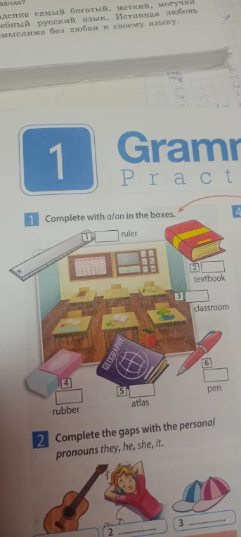 Complete with a/an in the boxes.