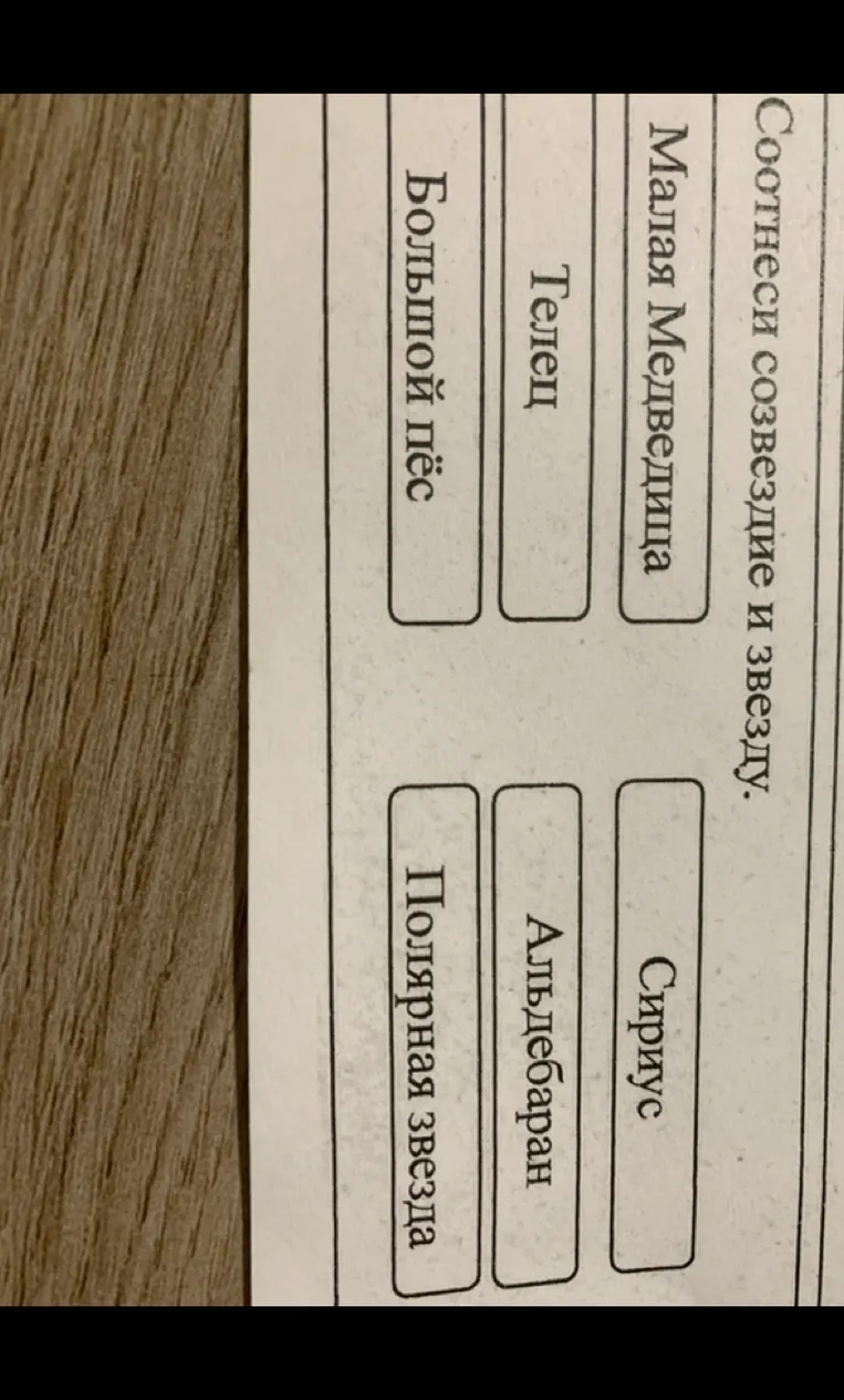 Соотнеси созвездие и звезду.
