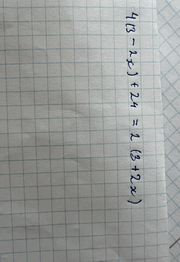 4(3 - 2x) + 24 = 2(3 + 2x)