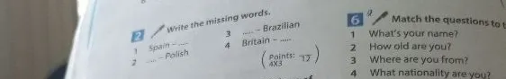 Write the missing words.