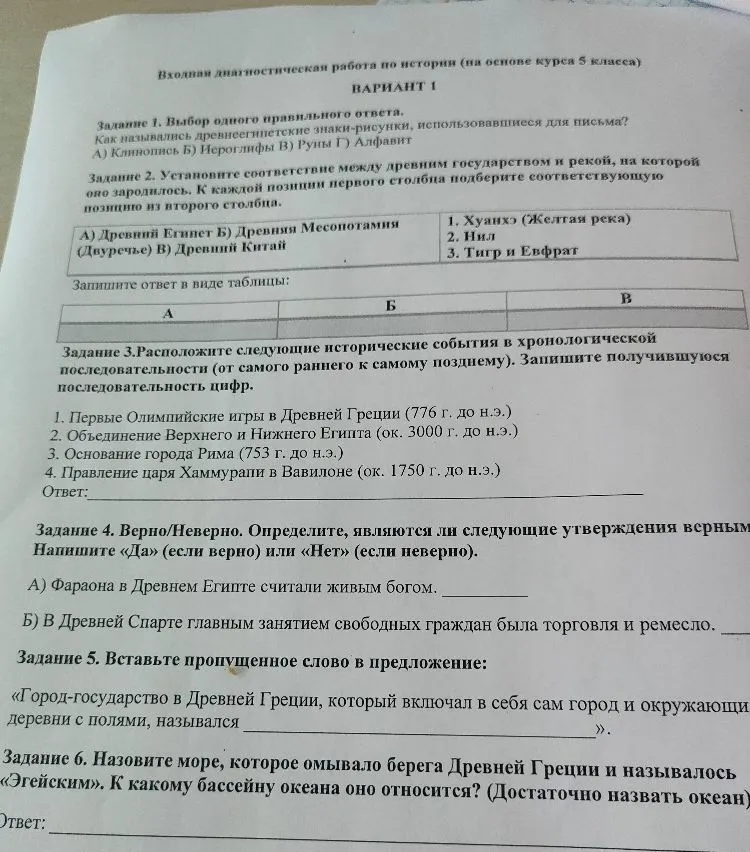 Задание 1. Выбор одного правильного ответа. Как назывались древнеегипетские знаки-рисунки, использовавшиеся для письма?