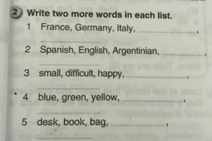 Write two more words in each list.