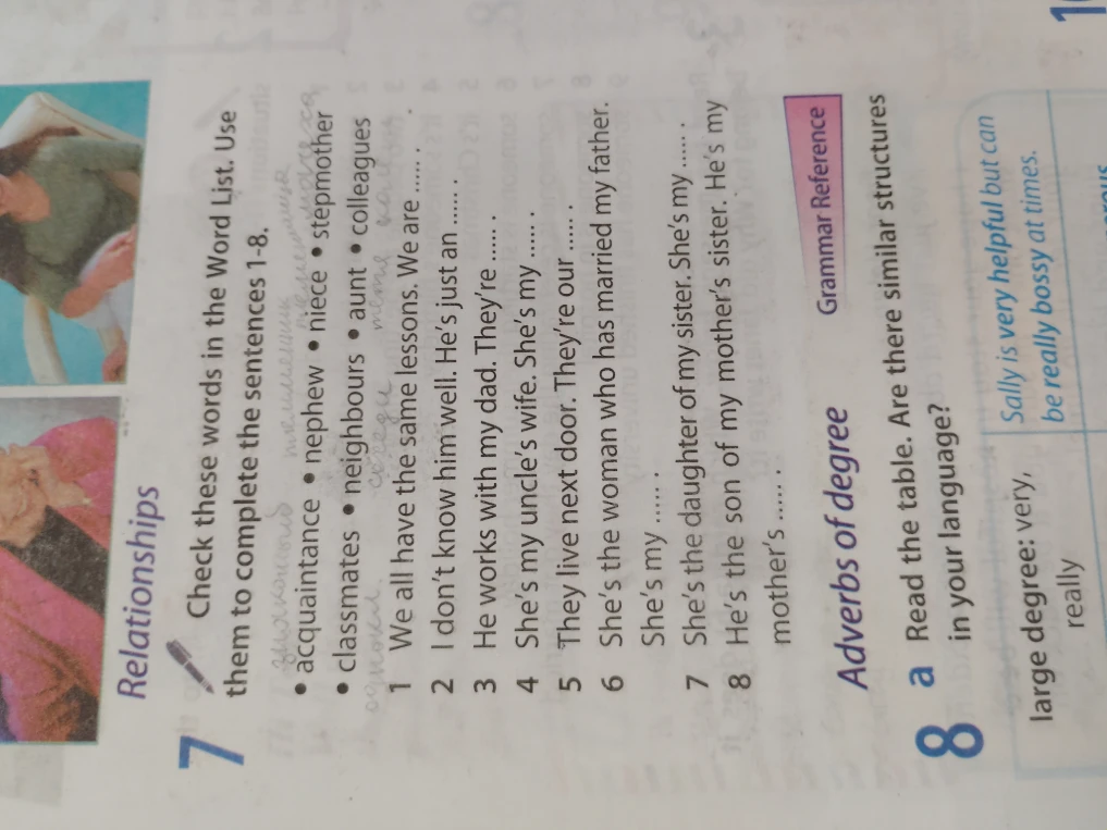 Check these words in the Word List. Use them to complete the sentences 1-8.