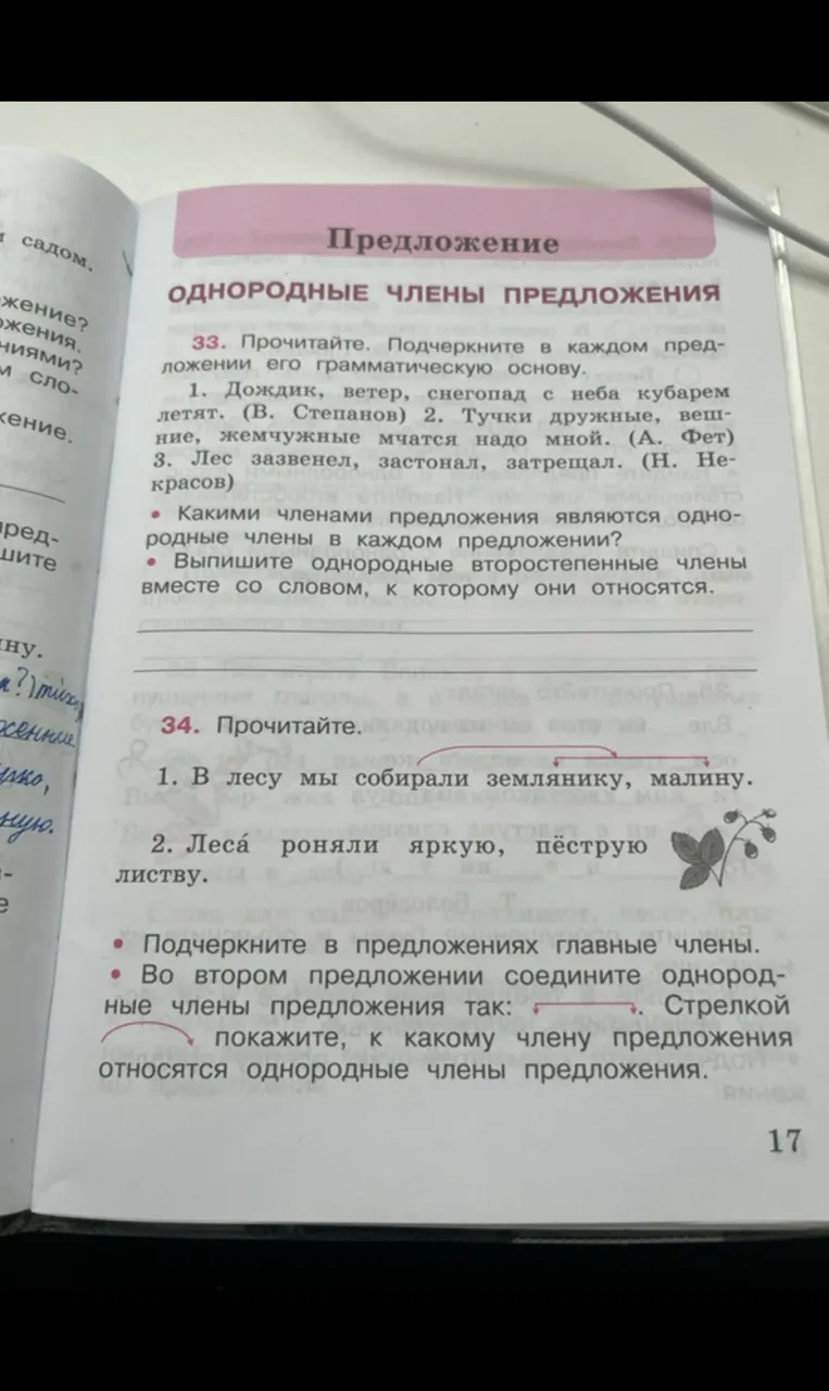 33. Прочитайте. Подчеркните в каждом предложении его грамматическую основу.