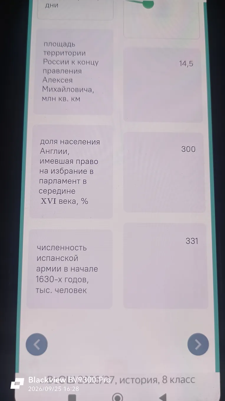 площадь территории России к концу правления Алексея Михайловича, млн кв. км