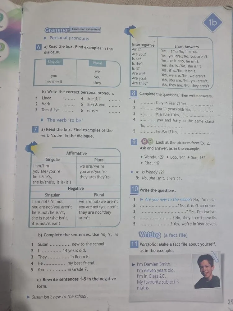 6 b) Write the correct personal pronoun.