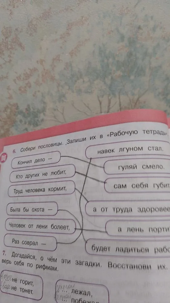 Собери пословицы. Запиши их в «Рабочую тетрадь».