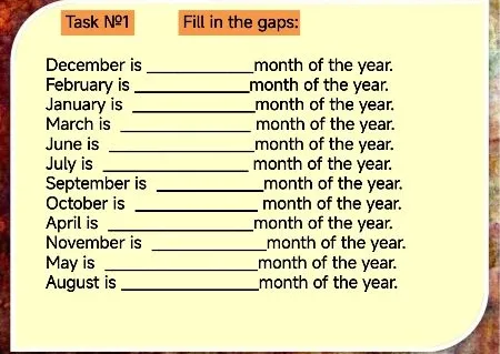 Task №1 Fill in the gaps: December is ________ month of the year.