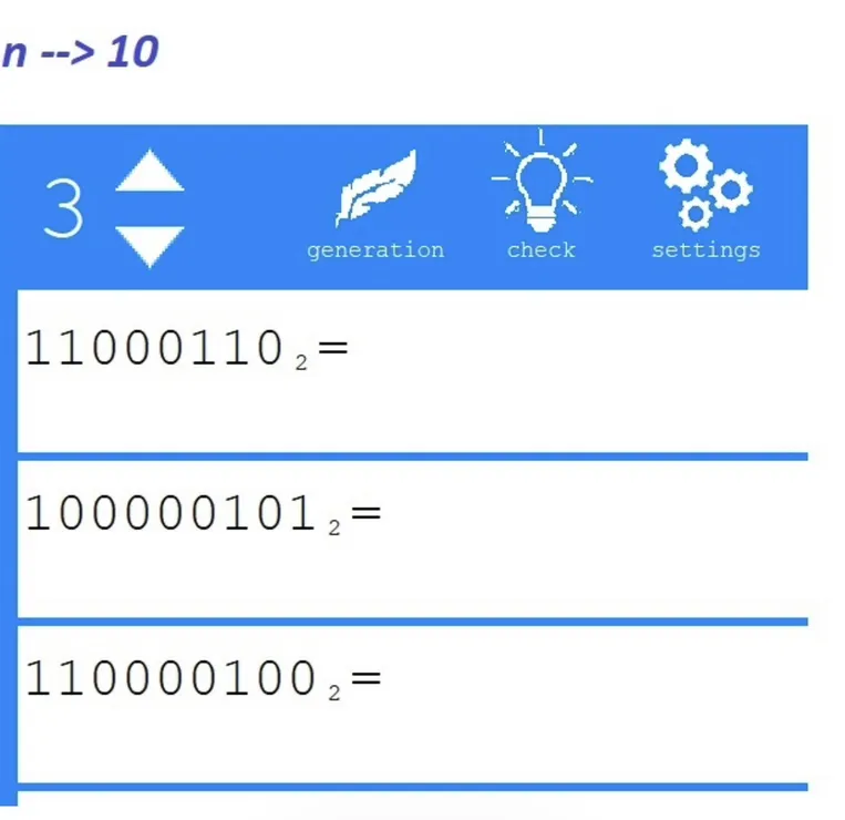 11000110_2 =, 100000101_2 =, 110000100_2 =