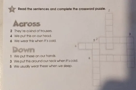 Read the sentences and complete the crossword puzzle.