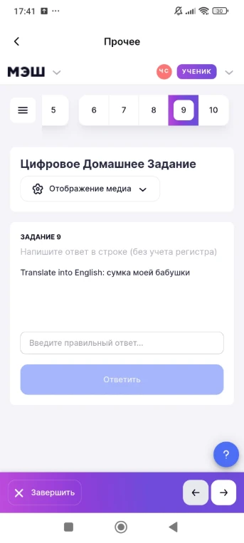 Translate into English: сумка моей бабушки