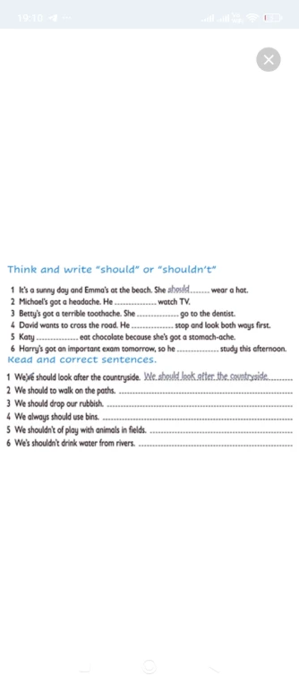 Think and write 'should' or 'shouldn't'