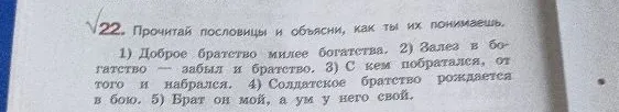 22. Прочитай пословицы и объясни, как ты их понимаешь.