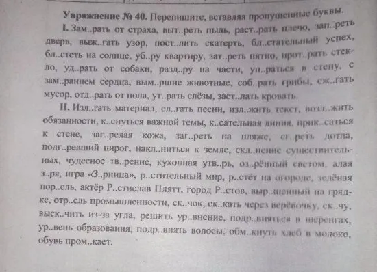 Упражнение № 40. Перепишите, вставляя пропущенные буквы.