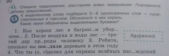 Спишите предложения, расставляя знаки завершения. Подчеркните основы предложений. К выделенному слову подберите 5–6 однокоренных слов — существительных и глаголов.