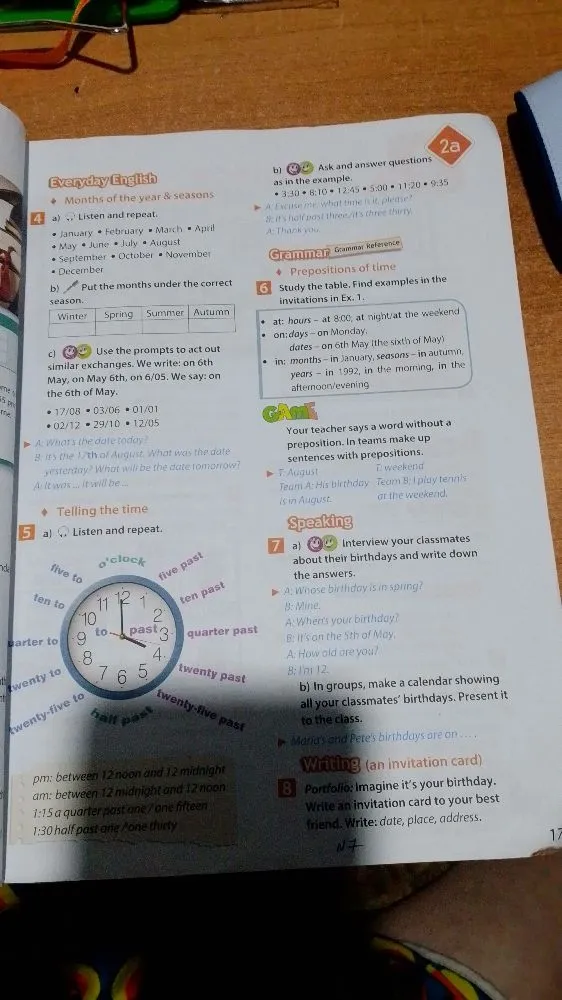 4b) Put the months under the correct season.