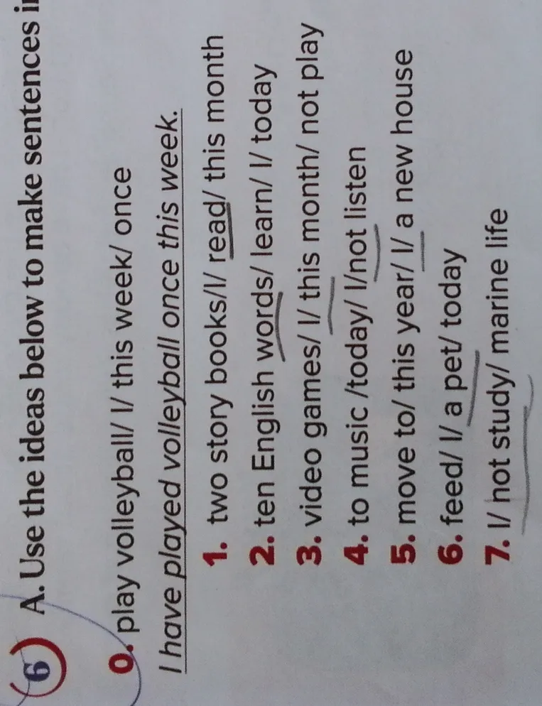 Use the ideas below to make sentences in