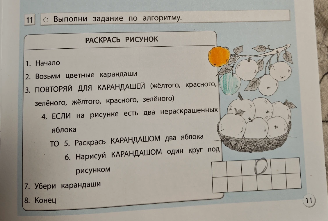 Выполни задание по алгоритму.