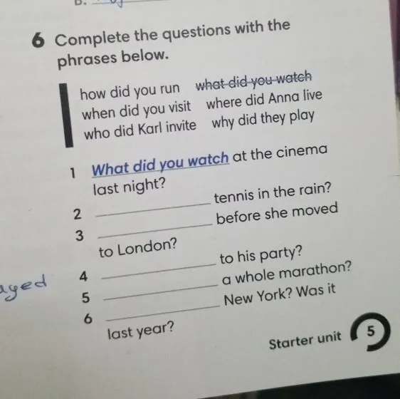 Complete the questions with the phrases below.