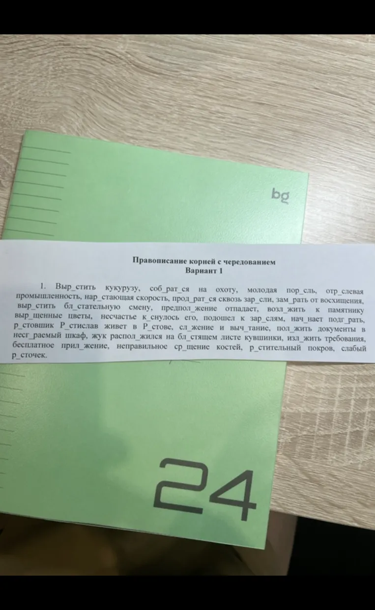 Правописание корней с чередованием. Вариант 1
