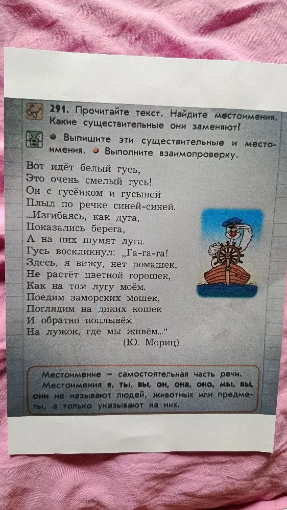 291. Прочитайте текст. Найдите местоимения. Какие существительные они заменяют?