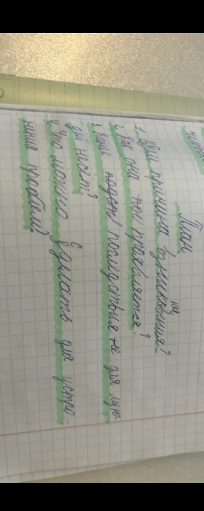 План: 1. В чем причина возникновения? 2. Как она (проблема) проявляется? 3. Какие последствия несет? 4. Что можно сделать для устранения?