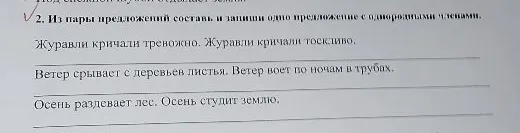 Из пары предложений составь и запиши одно предложение с однородными членами.