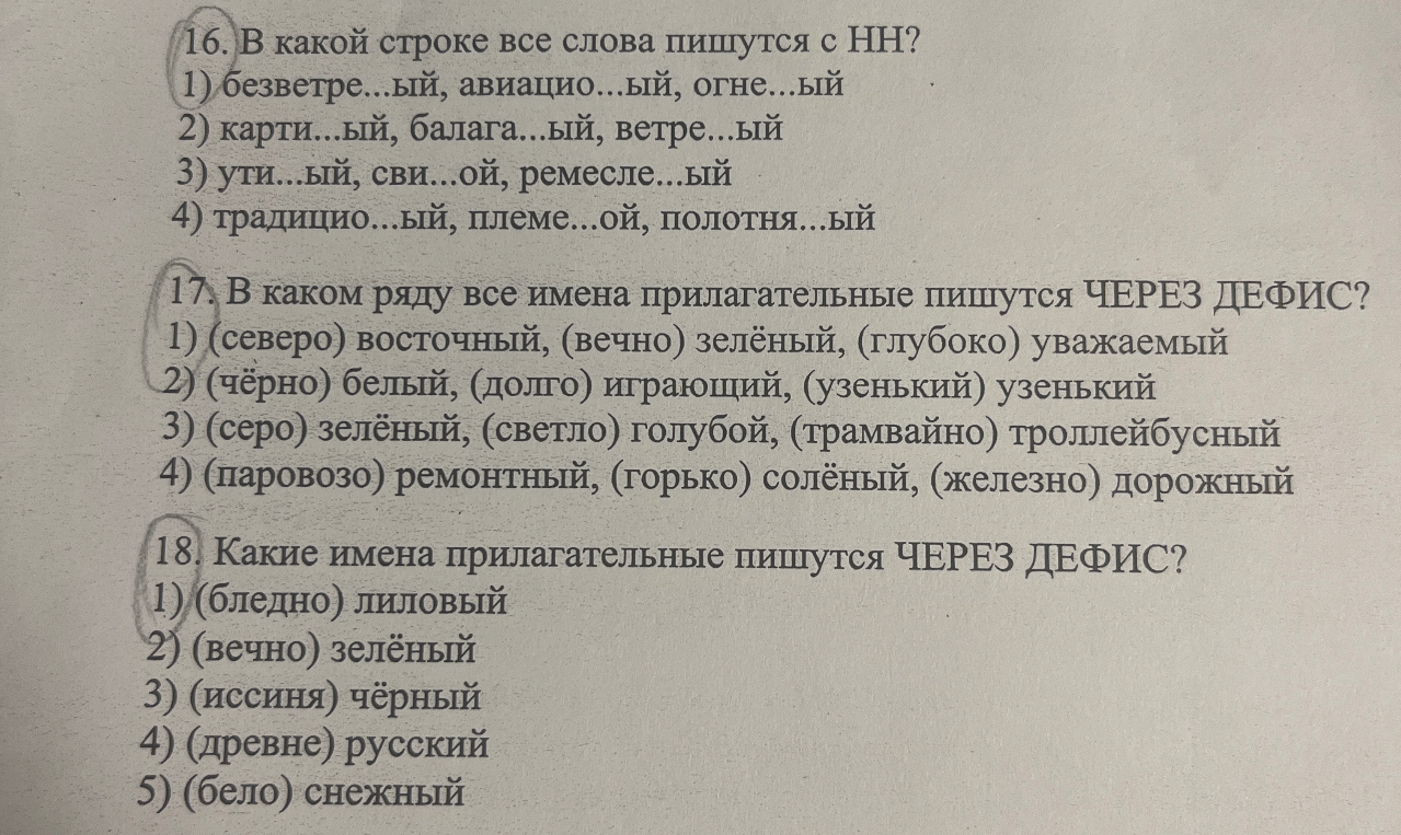16. В какой строке все слова пишутся с НН?
