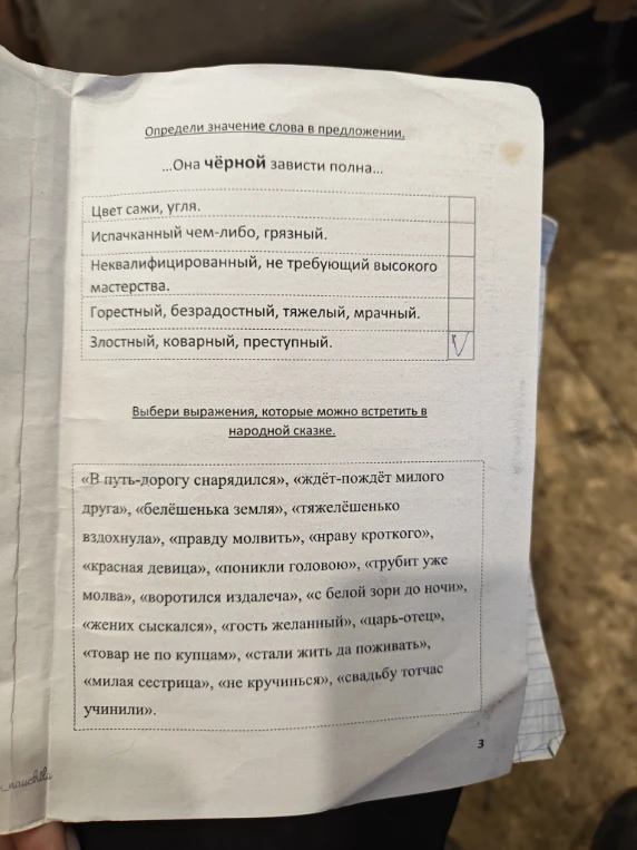 Определи значение слова в предложении. ...Она чёрной зависти полна...