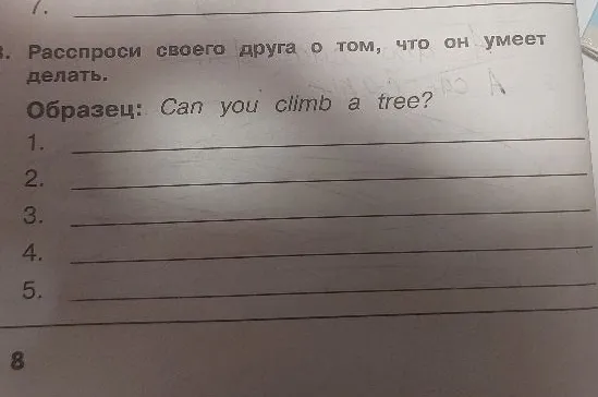 Расспроси своего друга о том, что он умеет делать. Образец: Can you climb a tree?
