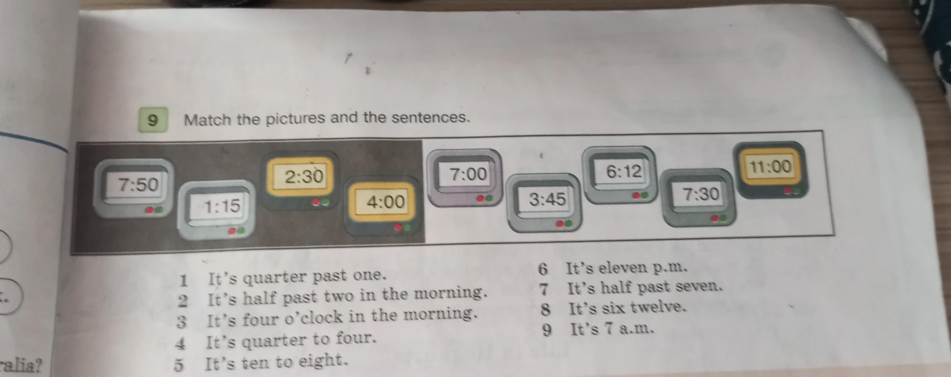Match the pictures and the sentences.