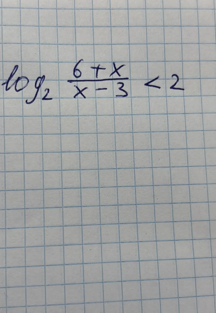 log2((6+x)/(x-3)) < 2