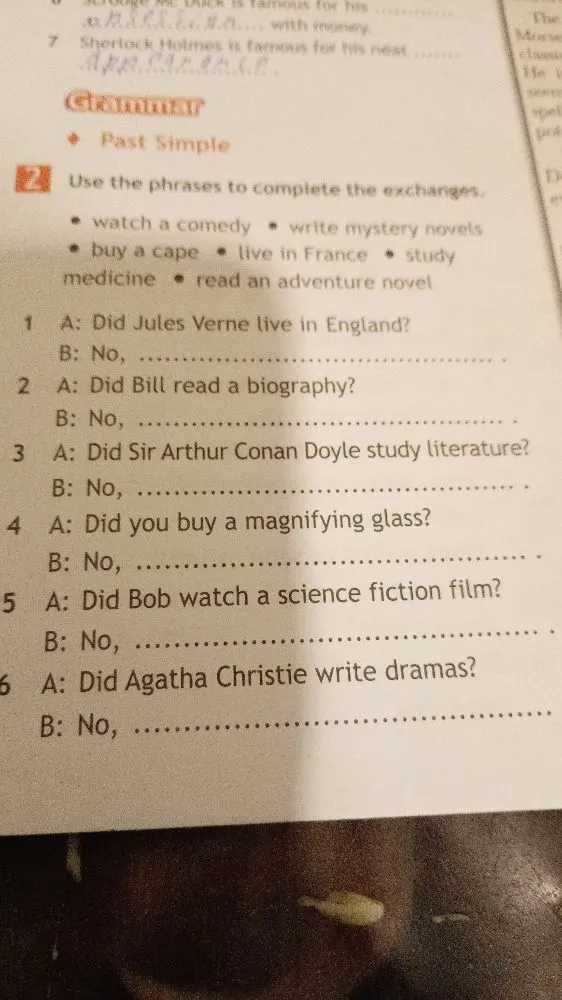 Use the phrases to complete the exchanges.