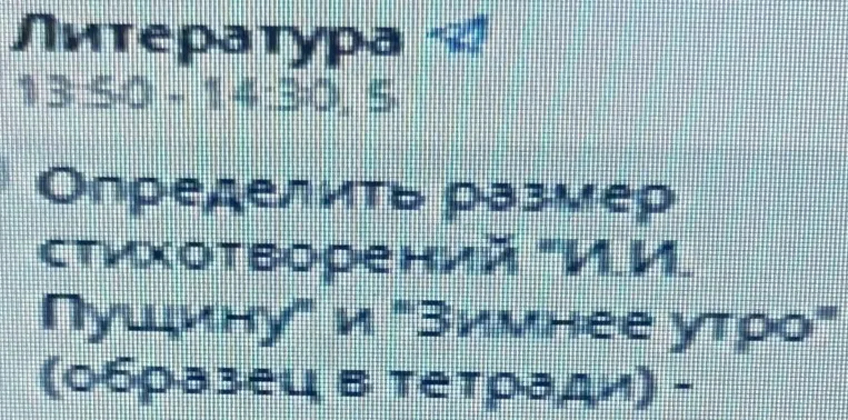 Определить размер стихотворений "И.И. Пущину" и "Зимнее утро" (образец в тетради)